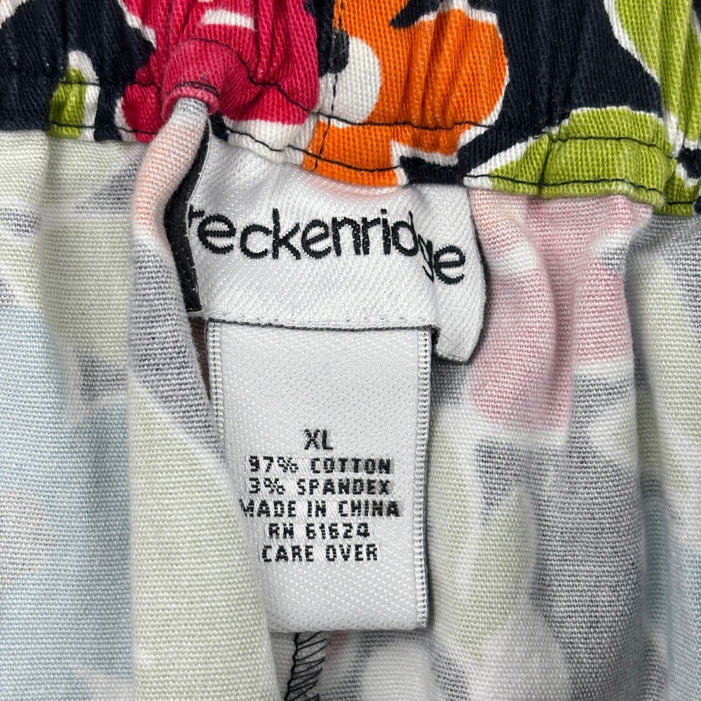 Breckenridge Cropped Pants Womens XL‎ Floral Elastic Waist Bold Retro - Picture 5 of 9